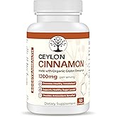 Socotra Health Ceylon Cinnamon - Certified Organic - Non-GMO - Gluten Free - Supports Healthy Metabolism - Antioxidant Benefits - Natural Energy Supplement - 60 Vegan Capsules
