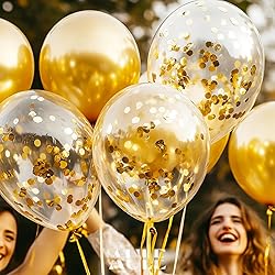 AULE Party Balloons Pack of 42 - Metallic Gold