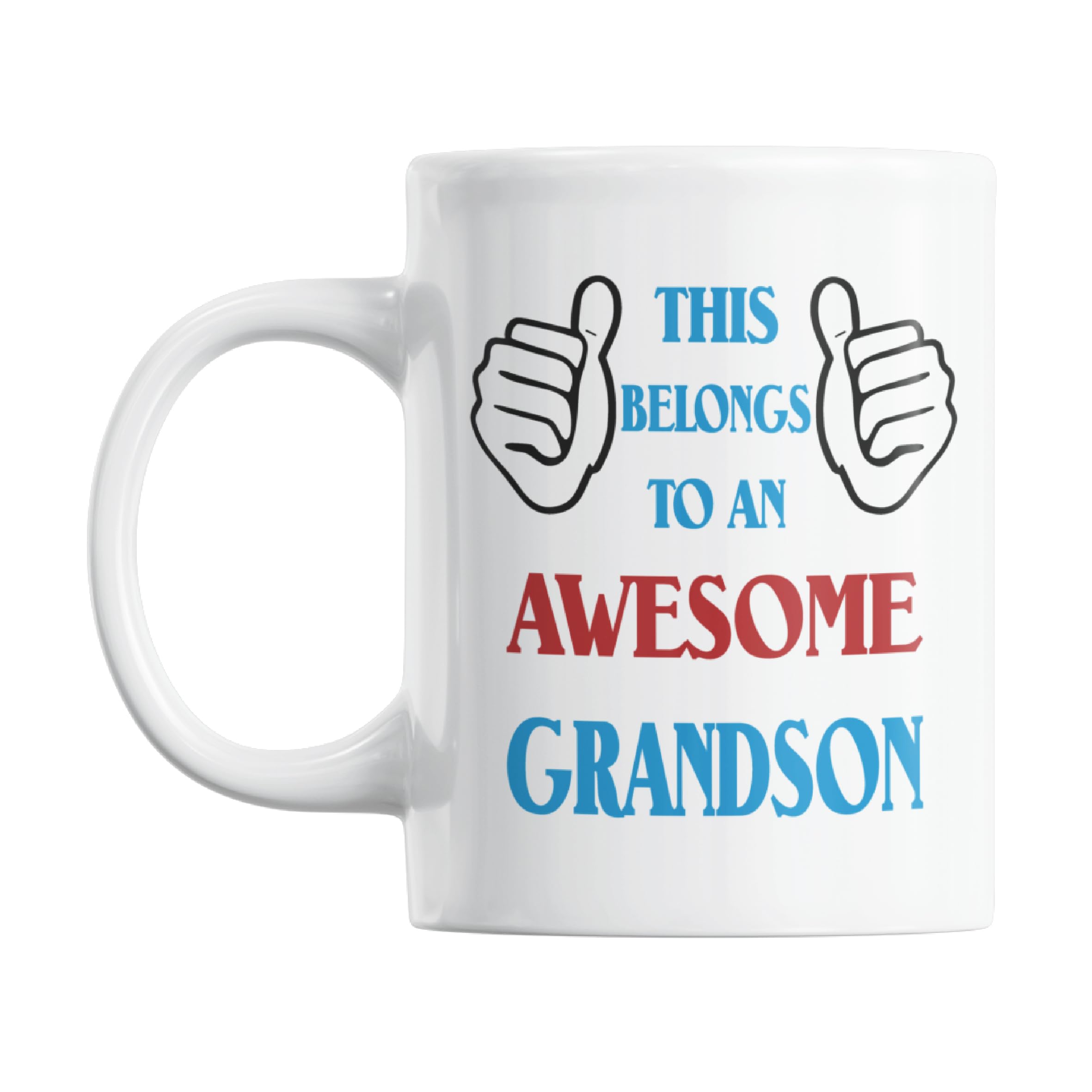 This Belongs to an Awesome Grandson Novelty Gift Ceramic Mug - Blue/Red