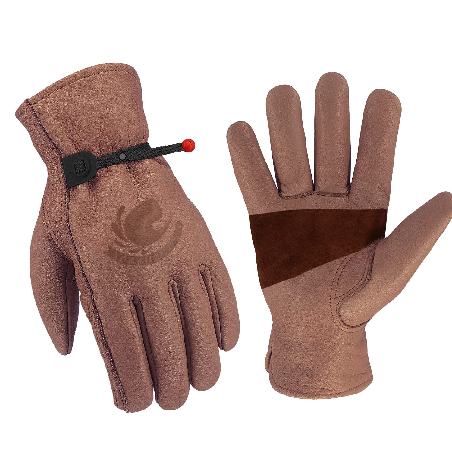 OLSON DEEPAK Gardening Gloves for Men and Women,Thorn Proof Cowhide Leather Gloves for Working,Welding,woodburner,Riding,Garden (Brown, L(Pack of1))… — image 1