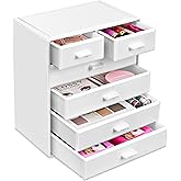 Sorbus Acrylic Makeup Organizer - Organization and Storage Case for Cosmetics Make Up & Jewelry - Large Makeup Organizer for Vanity, Bathroom, College Dorm, Closet, Desk (4 Large, 2 Small Drawers)