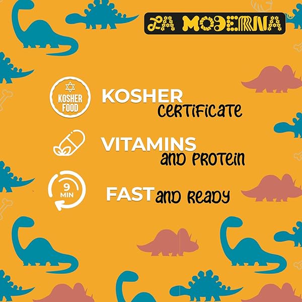 LA MODERNA, KIDS DINOSAUR PASTA, 7.05 OZ (PACK OF 1) – MADE WITH DURUM WHEAT SEMOLINA | FUN SHAPES FOR KIDS | ENRICHED WITH IRON & B VITAMINS | NON-GMO | KOSHER | QUICK FAMILY MEAL