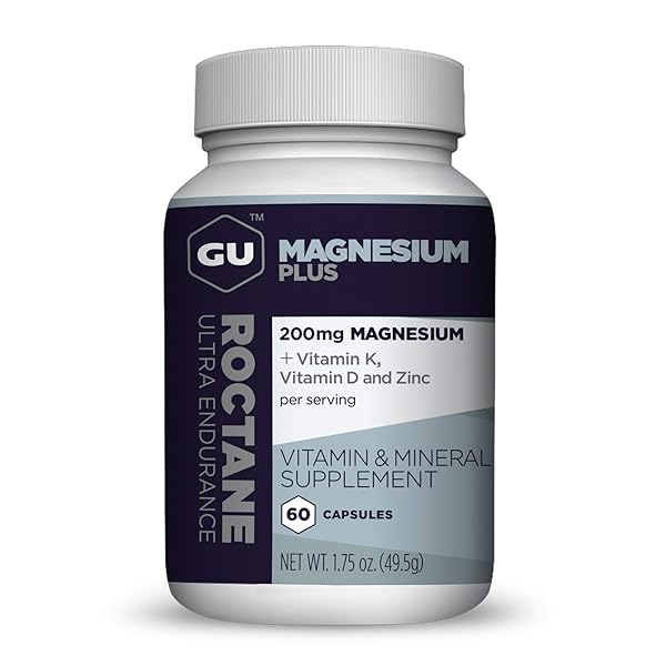 GU ENERGY ROCTANE MAGNESIUM PLUS CAPSULES WITH VITAMIN K, D AND ZINC, INFORMED CHOICE, RECOVERY SUPPORT AFTER ANY WORKOUT, 60-COUNT BOTTLE (1-MONTH SUPPLY)