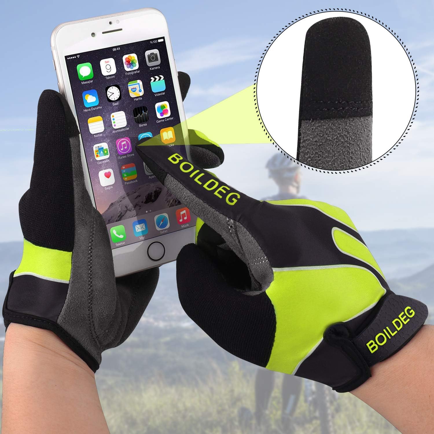 boildeg Cycling Gloves Mountain Bike Gloves MTB Gloves Bicycle Dirt Bike Gloves for Men Women Full Finger Touch Screen Biking Gloves Anti-Slip Shock-Absorbing Gel Pad Workout Gloves: Clothing