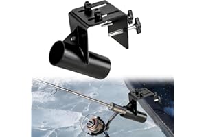 VOCCOS Metal Ice Fishing Sled Rod Holder Upgraded Adjustable 1.5-3.26inch Ice House Sled Rod Holder Heavy Duty Compatible Hands-Free Ice Fishing Pole Holder Gear Rack Sturdy for Men Birthday Gift Black