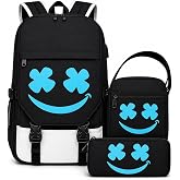 3in1 Backpack for School Boys Bookbag Schoolbag for Kids Girls Children Teens Elementary Middle Mochilas Para Ni&ntilde;os Waterproof Cool Luminous Set with USB Charging Port Padlock Shoulder Bag Pencil Case