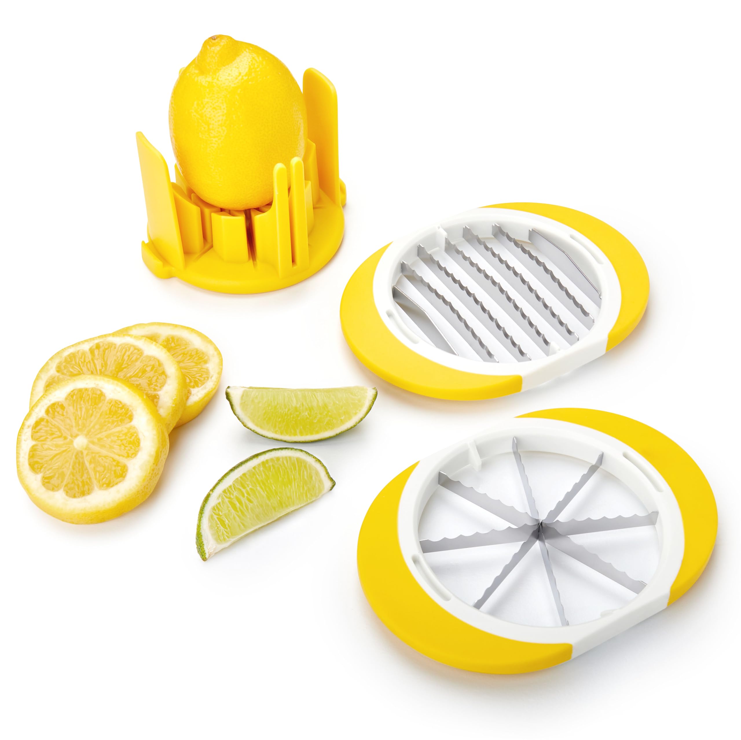 Photo 1 of Tovolo Citrus Slicer & Wedger Tool - Premium Dual Blade Lemon, Lime, and Orange Cutter Creates 8 Uniform Wedges and 6 Slices, Perfect Bar Tool, Anti-Slip Base, Stackable, BPA-Free, Dishwasher Safe