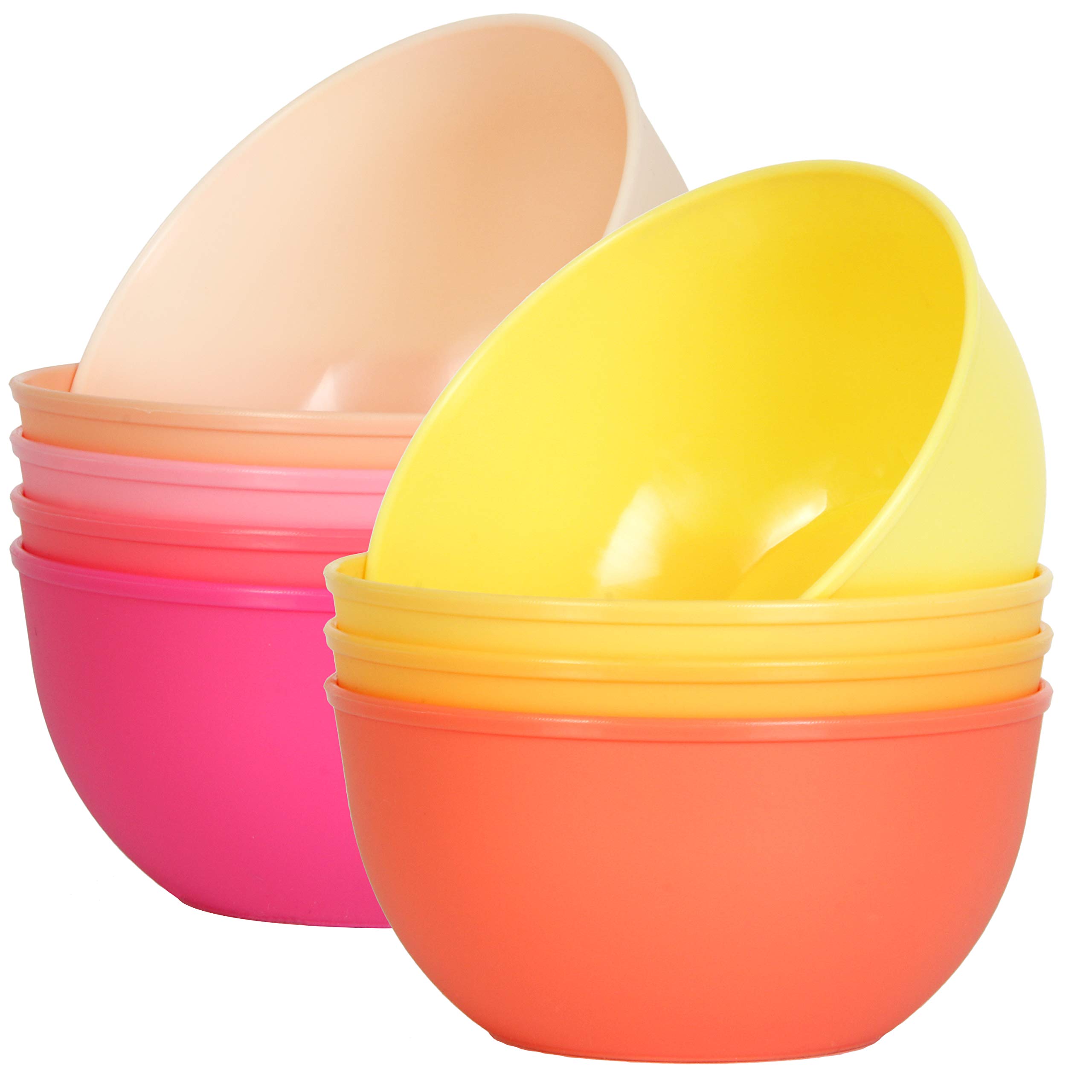 Youngever 9 Pack 300ml Small Plastic Kids Toddler Bowls Set of 9 in 9 Assorted Colors (Pink)
