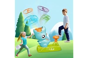 ETPlanet Outdoor Toys for Kids Ages 4-8, Dinosaur Flying Disc Launcher, Summer Outside Yard Activities Toddler Chasing Toy 3 4 5 6 7 Year Old Boys Girl Family Backyard Games Christmas Birthday Gifts