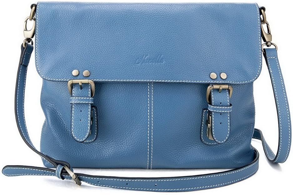 Blue Real Leather Satchel / Messenger Bag Ladies Amazon.co.uk Shoes