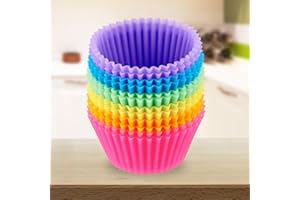 12-Pack Reusable Silicone Muffin Cups – Colorful Non-Stick Baking Liners for Cupcakes, Egg Bites & Air Fryers