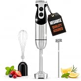 MegaWise 3‑in‑1 Immersion Hand Blender, 12‑Speed Titanium Stainless Steel Stick Blender with Whisk &amp; Milk Frother