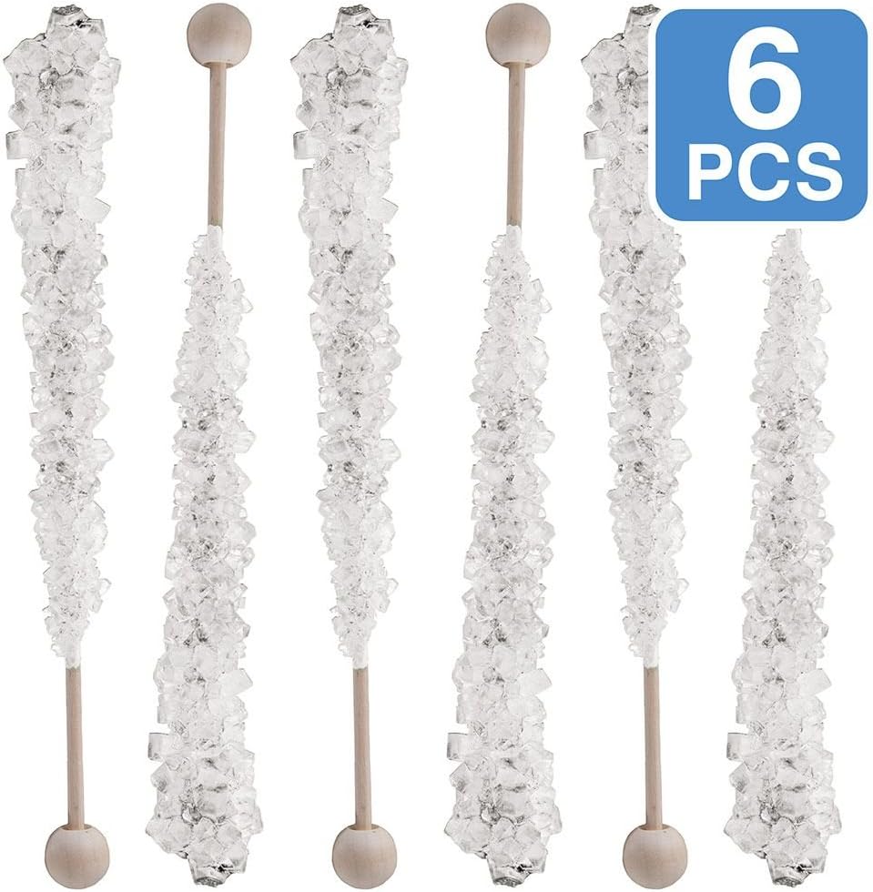 White Original Rock Crystal Candy Sticks (6 Pack)
