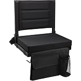 Stadium Seat for Bleachers with Back Support and Thick Padded Cushion | Portable Bleacher Seat with Shoulder Strap, Wide Stadium Seat Chair Includes Hooks, Cup Holder and Side Pocket