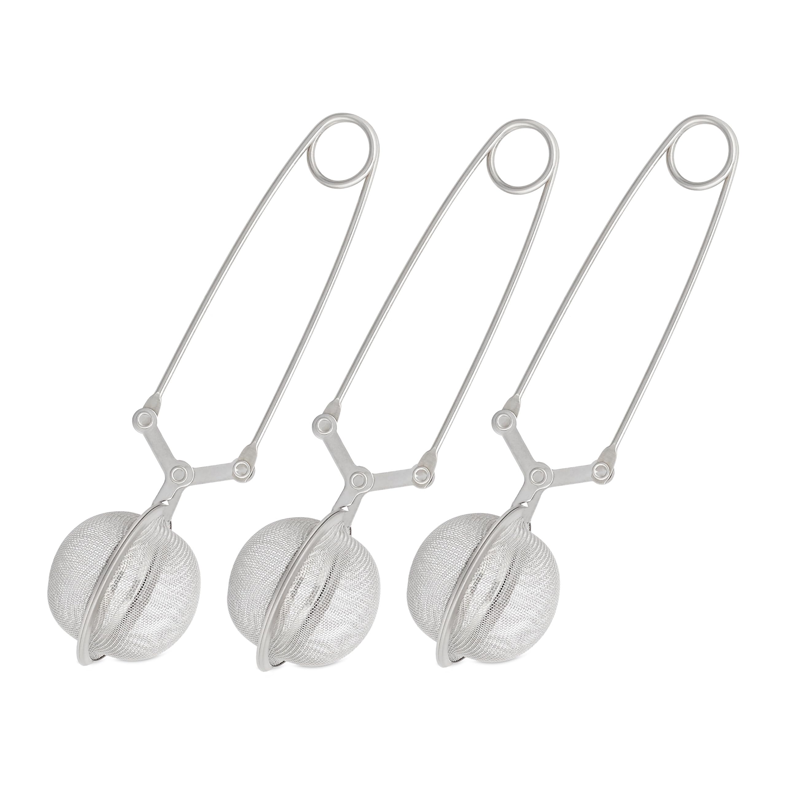 Relaxdays 10027830 Tea Strainer, Set of 3, Stainless Steel Filter, Loose Leaves & Mulled Spices, Fine-Meshed, Ø 4 cm, Silver