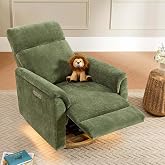 CHITA Power Recliner Chair with Nightlight, Nursery Glider, Boucle in Green | Power Headrest, Water-Resistant Fabric, Nursery Rocking Chairs for Living Room and Bedroom