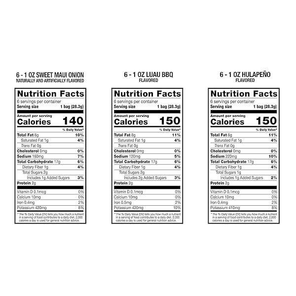 HAWAIIAN BRAND KETTLE STYLE POTATO CHIPS SURF PACK, 18 SINGLE-SERVE BAGS (1 OZ EACH) – INCLUDES SWEET MAUI ONION, LUAU BBQ, AND HULAPEÑO FLAVORS – CRISPY & CRUNCHY, GLUTEN-FREE VARIETY SNACK PACK