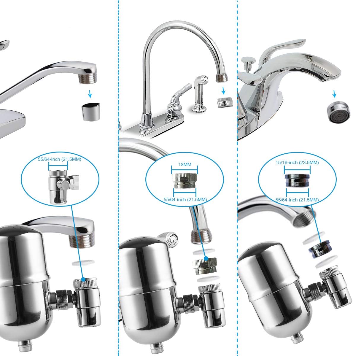 WINGSOL Faucet Water Filter Stainless-Steel Reduce Chlorine Speedy Flow, Japan PAC Filter Improve Taste, Faucet Filters for Faucets-Fits Standard Faucets: Home & Kitchen
