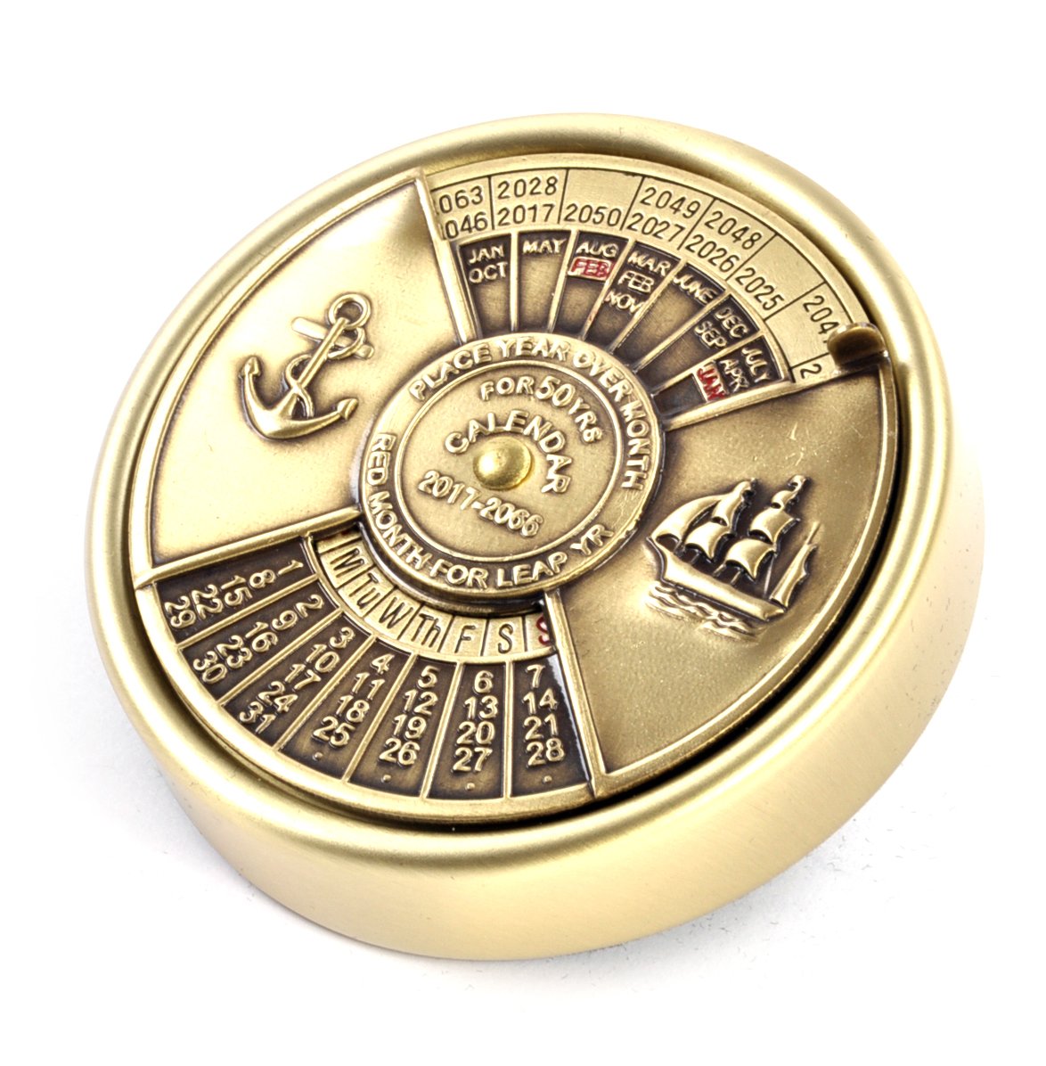 50 Yr Calendar, Antique Brass