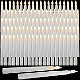 Baquler 100 Pcs 8.5 Inch LED Flameless Taper Candles Bulk Battery Operated Taper Candles Flickering Candlesticks for Wedding Church Holiday Table Decoration