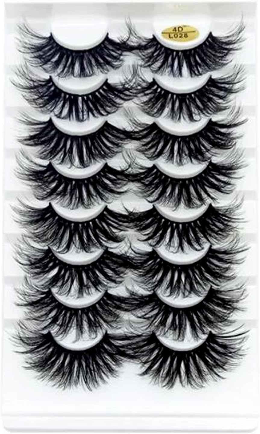 8 Pairs 25mm False Eyelashes Waterproof Lash Extensions for Eye Makeup