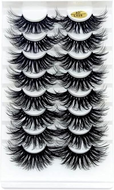 8 Pairs 25mm False Eyelashes Waterproof Lash Extensions for Eye Makeup