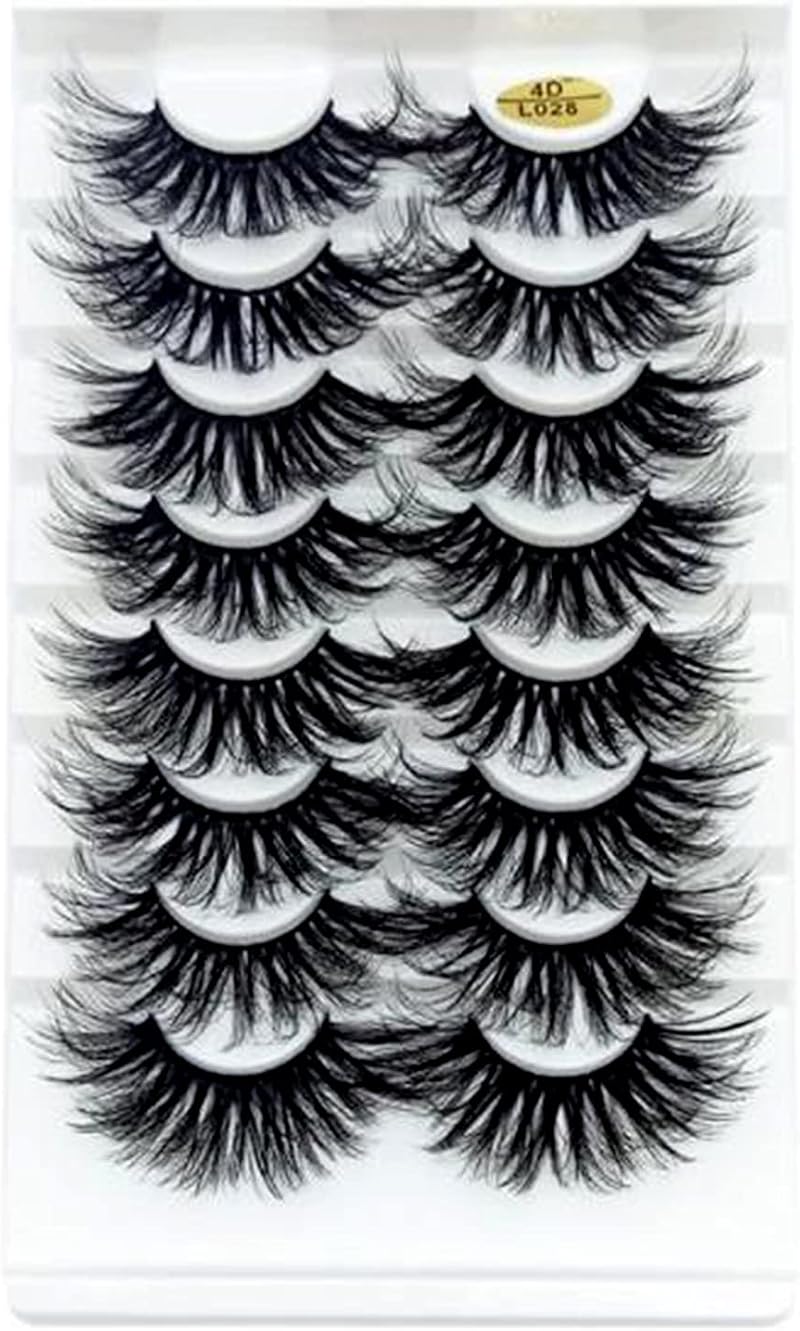 8 Pairs 25mm False Eyelashes Waterproof Lash Extensions for Eye Makeup
