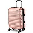Amazon Basics 21" Hardside Carry-On Luggage, Hardshell Suitcase With Wheels, Expandable For Up to 25% More Space, With Scratch-Resistant Surface, Four Multi-directional Wheels, Rose Gold