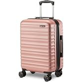 Amazon Basics 21" Hardside Carry-On Luggage with Multi-directional Wheels, Expandable for Up to 25% More Space, Scratch-Resistant Surface, Rose Gold