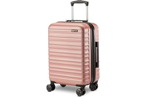 Amazon Basics 21" Hardside Carry-On Luggage with Multi-directional Wheels, Expandable for Up to 25% More Space, Scratch-Resistant Surface, Rose Gold