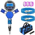 MEANLIN MEASURE 4 Tire Inflation Deflation System with Digital Tire Pressure Gauge, Closed Flow Air Chuck 4 Tire Air Up Down System for Car Trucks Off Road Vehicles Compatible with Compressors