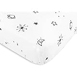 Amazing Baby Cotton Muslin Fitted Crib Sheet, Space, Soft Black , 52x28x6 Inch (Pack of 1)