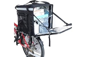 PACKIR PK-92Z: Big Insulated Pizza Delivery Bag with Cup Holder, 16" L x 16" W x 16" H, Thermal Food Delivery Box For Scooter, Heat Insulated Food Delivery Bag For Bike, Side Loading, 2-Way Zipper Closure