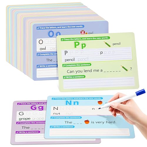 HenPisen Alphabet & Number Practice Dry Erase Sheets A-Z Letters & Numbers 1-10 | Perfect for Preschool, Homeschool & Kindergarten
