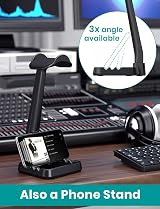 Klearlook Headphone Stand Holder w/ Cable Clip Phone Mount Universal Black view 2