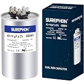 SUREPHON 45+10 uF 45/10 MFD &plusmn;5% 370V/440VAC Dual Run Start Capacitor CBB65 Works for AC Unit Fan Motor Start or Heat Pump or Condenser Straight Cool