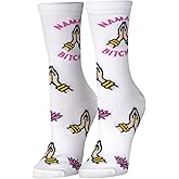 Crazy Socks, Cute Yoga Namaste Bitches Women's Socks, Fun Colorful Print