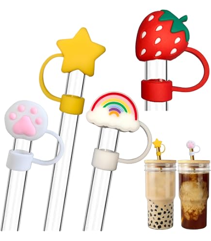 thumbnail image 2 of 8Pcs Pink Girl Straw Cover For Tumbler Cap, Silicone Straw Topper, 10mm 2 of 14