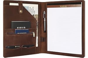 DUKE&COW Personalized Leather Portfolio for Men, Engraved Leather Clipboard Portfolio Binder, Custom Leather Legal Pad Padfolio, Christmas Gift for His/Her (Notepad, Khaki-Standard)