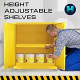 Horison Industries COSHH Cabinet 1000mm Yellow Fireproof Lockable Metal Storage view 5