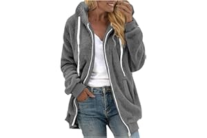 GOHRSHA Womens Sherpa Fleece Jacket Long Sleeve Zip Up Hoodie Oversized Pullover Crewneck Sweatshirt Fuzzy Fall Tops