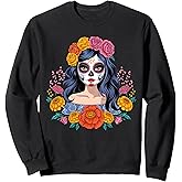 De Los Muertos La Catrina Day of Dead Sugar Skull Women Sweatshirt