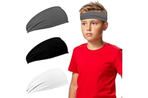 Kids Sweatbands, Breathable Sports Headbands, Elastic Sweat Headbands, Moisture Wicking Workout Headbands for Youth Boys Girl