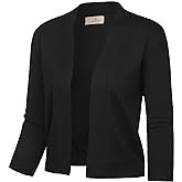 GRACE KARIN Women's 3/4 Sleeve Knit Cropped Cardigan Sweaters Open Front Bolero Shrugs Sweater Tops S-3XL