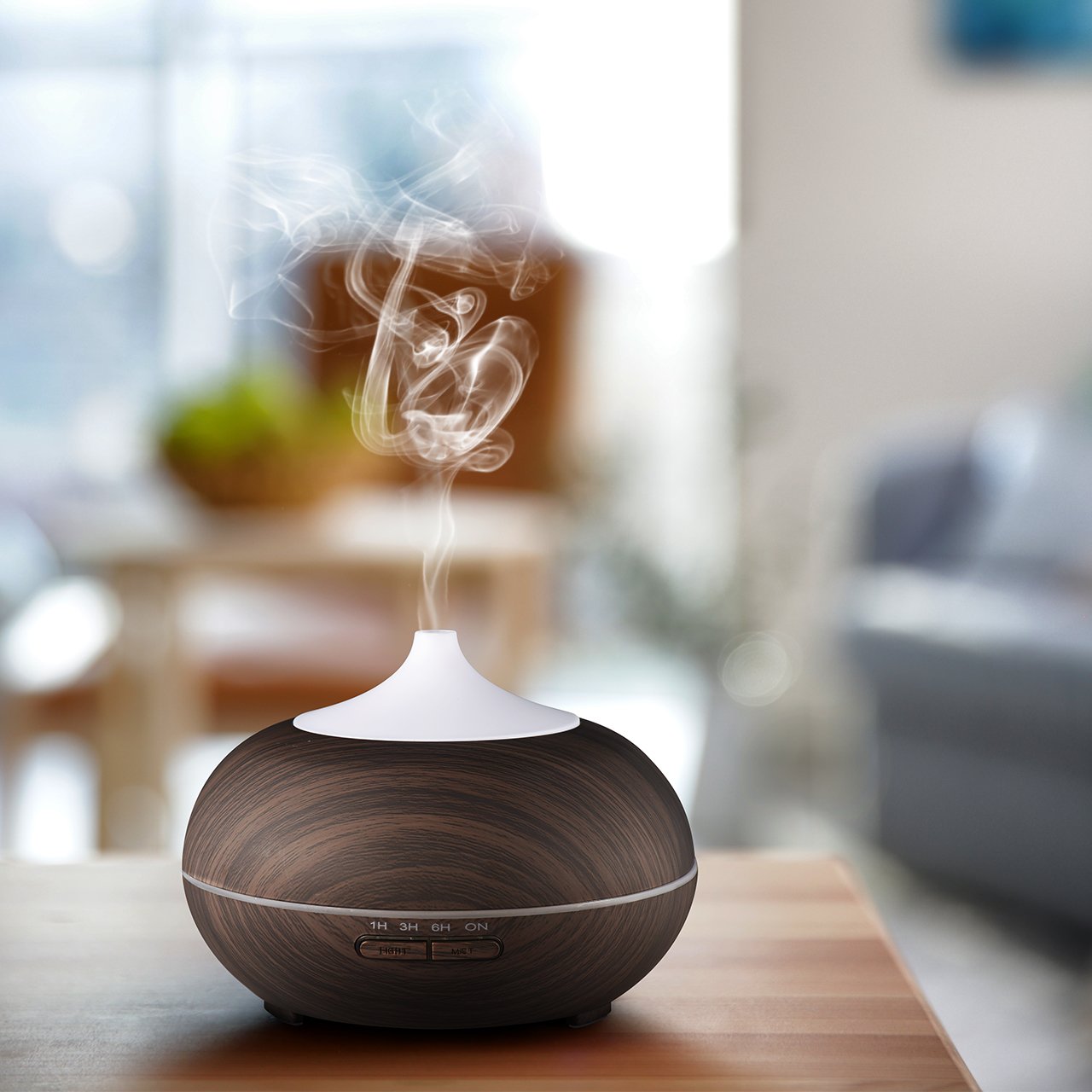 VicTsing 2nd Version Essential Oil Diffuser, 300ml Aroma Wood Grain