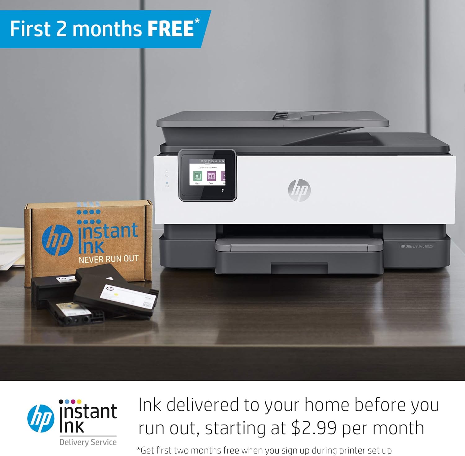HP OfficeJet Pro 8025 All-in-One Wireless Printer, Smart Home Office Productivity, HP Instant Ink, Works with Alexa (1KR57A): Electronics