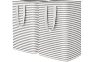 Lifewit 2 Pack Laundry Hamper Large Collapsible Laundry Baskets, Freestanding Waterproof Clothes Hamper with Easy Carry Handles in Laundry Room Bedroom Bathroom College Dorm for Adults, Grey, 2 x 80L