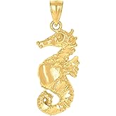 Jewels By Lux 10kt Yellow Gold Diamond-Cut Unisex Sea Horse Animal Charm Pendant