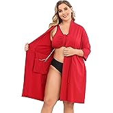 JANE'S CUTIE Post Surgery Mastectomy Robe Women with 4 Internal Drain Pockets 3/4 Sleeves Night Gowns Pajama Dress Shirts