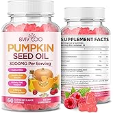 BVIVLOO Pumpkin Seed Oil Gummies with Saw Palmetto, Organic Pumpkin Seed Oil Supplement, High-Purity Extract for Hair Growth, Skin Health, & Immune Support, Raspberry Flavor, 60 Count
